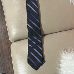Tommy Hilfiger Black and Purple Striped Tie
